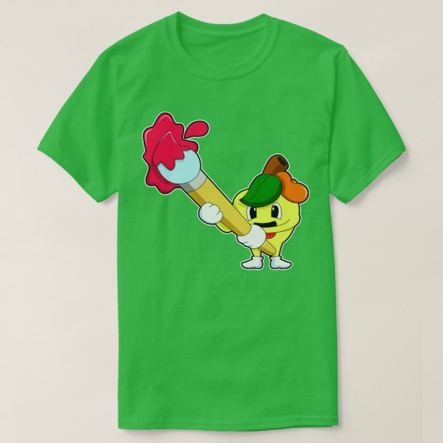 Apfel als Maler mit Pinsel T-Shirt (Design vorne)