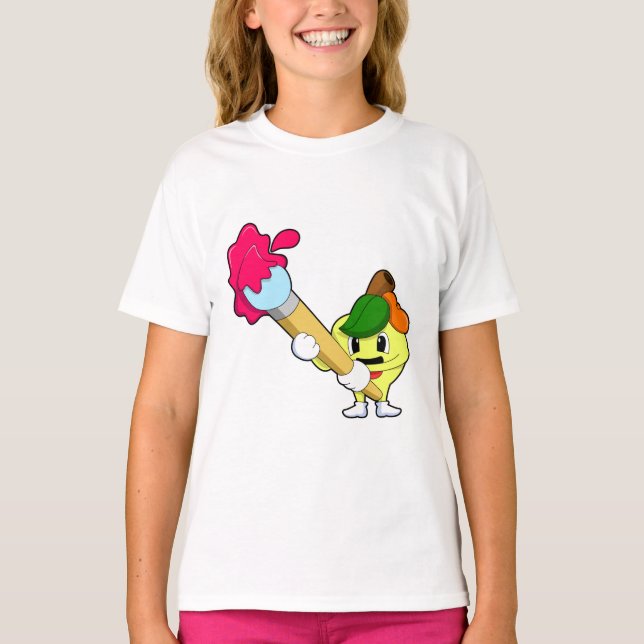 Apfel als Maler mit Pinsel T-Shirt (Vorderseite)