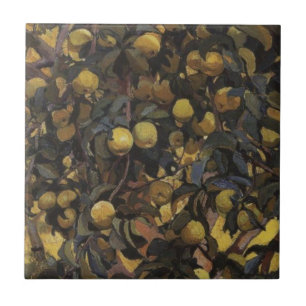 Äpfel an den Zweigen der Bäume (von Serebriakova) Fliese