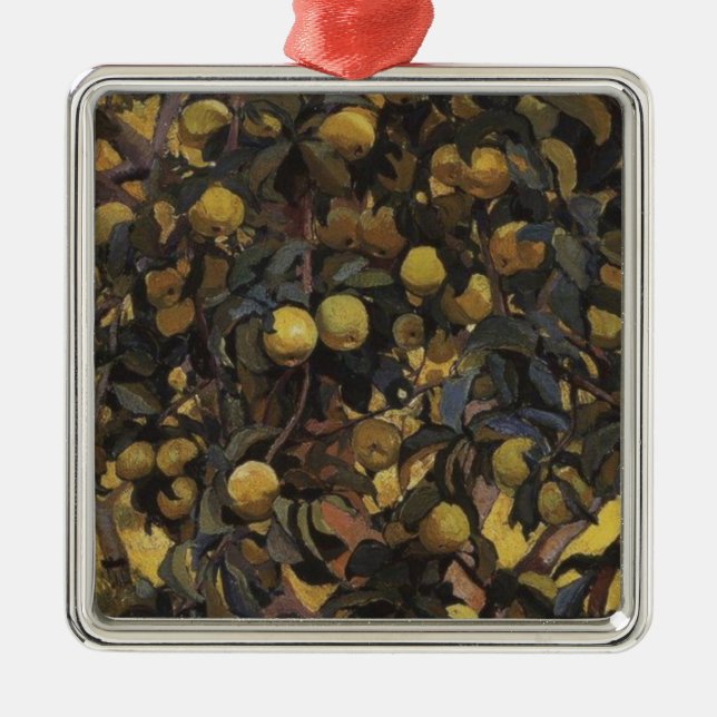 Äpfel an den Zweigen der Bäume (von Serebriakova) Ornament Aus Metall (Vorne)