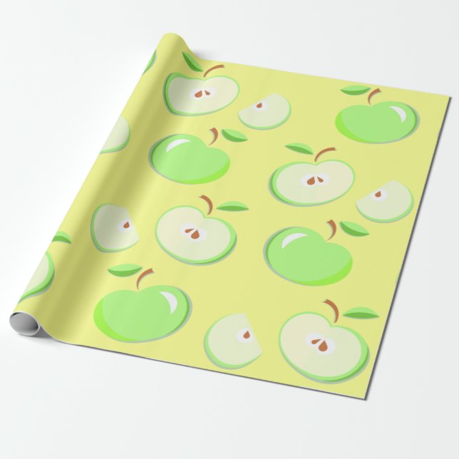 Äpfel Apfelmuster Vektor grün Geschenkpapier (Ungerollt)