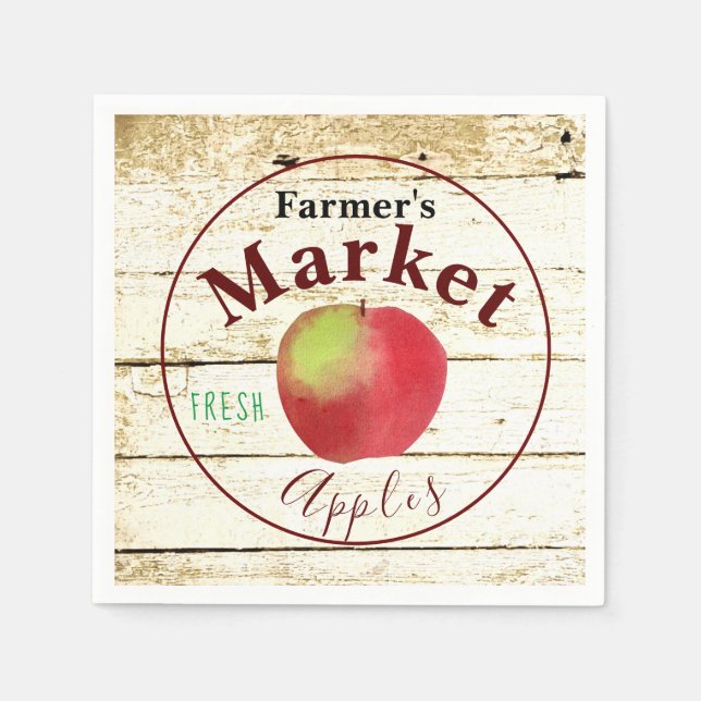 Äpfel auf dem Bauernmarkt Serviette (Vorderseite)