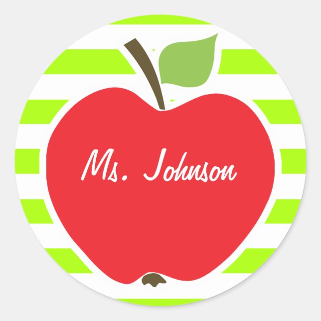 Apfel auf grünen, elektrischen Kalkstreifen Runder Aufkleber (Vorderseite)