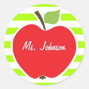 Apfel auf grünen, elektrischen Kalkstreifen Runder Aufkleber