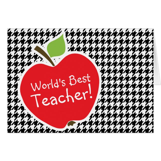 Apfel auf Schwarz-Weiß-Hahnentrittmuster (Vorderseite (Horizontal))