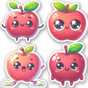Äpfel aus Kawaii Aufkleber