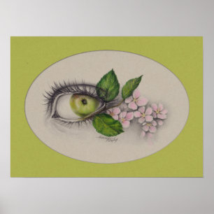 Apfel aus meinem Auge Surreal zeichnend Kunst Grün Poster
