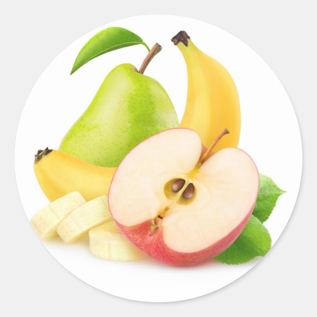 Apfel, Bananen und Birnen Runder Aufkleber (Vorderseite)