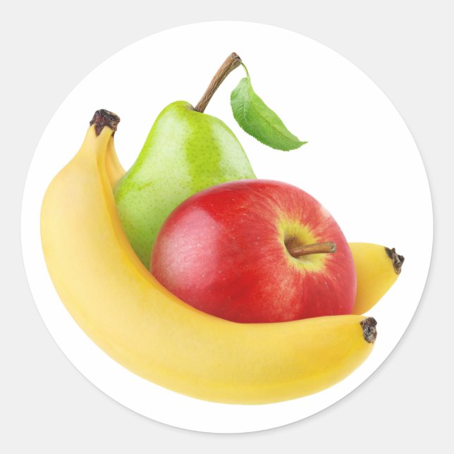 Apfel, Bananen und Birnen Runder Aufkleber (Vorderseite)