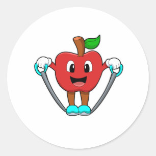 Apfel beim Fitnesstraining mit Seil Runder Aufkleber