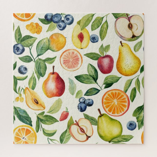 Äpfel Birnen Blaubeeren Orangen Früchte Puzzle (Vertikal)