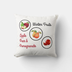 Apfel-, Birnen- und Granatapfelsymbole Kissen