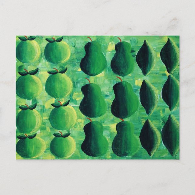 Äpfel Birnen und Limes Malerei Postkarte (Vorderseite)