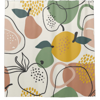 Äpfel Birnen: Vintages handGezeichnet Muster. Duschvorhang