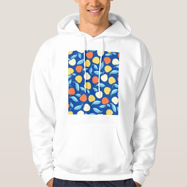Äpfel Blätter, blauer Hintergrund, nahtloses Muste Hoodie (Vorderseite)