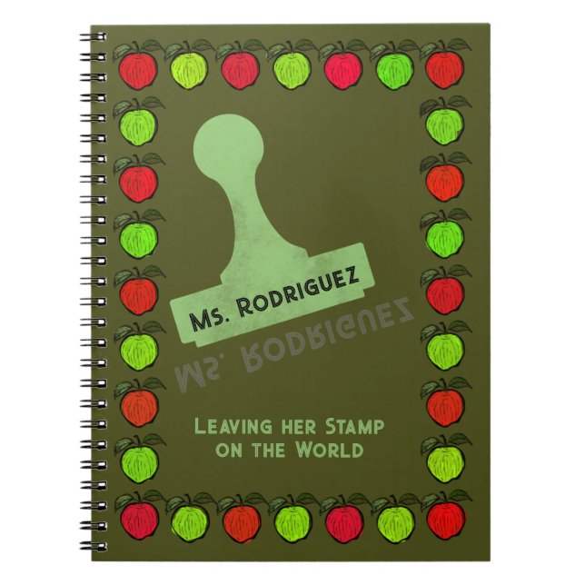 Äpfel Briefmarke Lehrergeschenk Notizblock (Vorderseite)