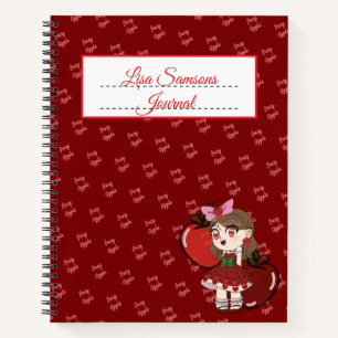 Apfel Chibi Design Journal Spiralblock Notizbuch