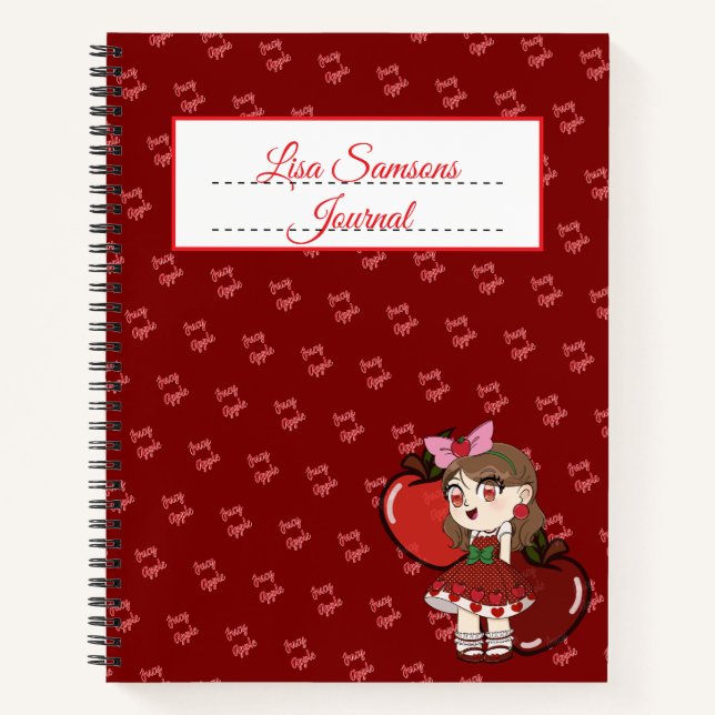 Apfel Chibi Design Journal Spiralblock Notizbuch (Vorderseite)
