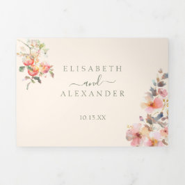 Äpfel der Wasserfarbe Elegante Hochzeit im Herbst Dreifach Gefaltete Ankündigung