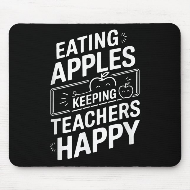 Äpfel essen Behaltend Lehrer glücklich Mousepad (Vorne)