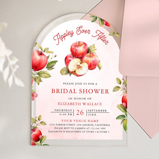 Apfel-Ever-After-Bogen-Apfel-Braut-Shower Acryleinladungen (Von Creator hochgeladen)