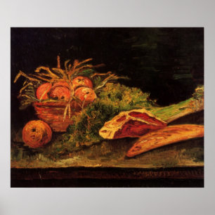 Äpfel, Fleisch und ein Brötchen von Vincent van Go Poster