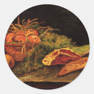 Äpfel, Fleisch und eine Rolle von Vincent van Gogh Runder Aufkleber