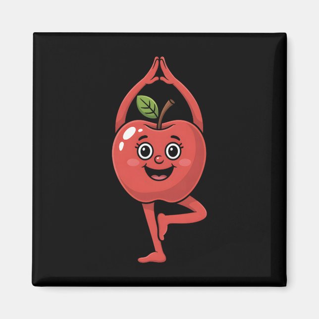 Apfel Frucht Yoga  Magnet (Vorne)