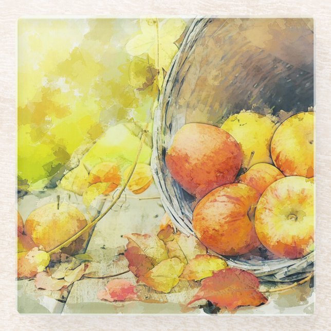 Äpfel Glasuntersetzer (Vorderseite)