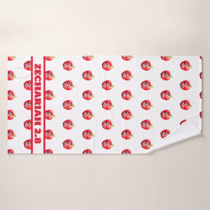 Apfel Gottes Augen rot und weiß Badhandtuch Set