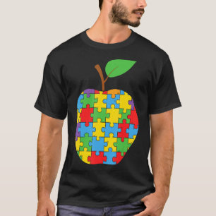 Apfel Grafikdesign Puzzle Autismus-Bewusstsein Fre T-Shirt