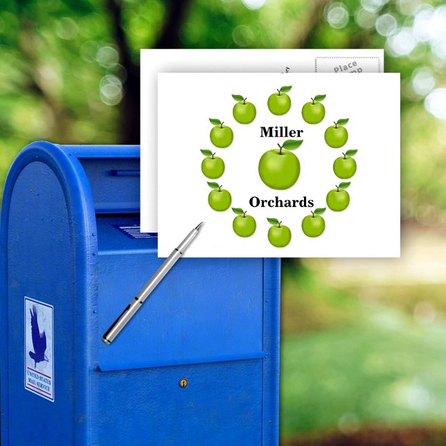 Apfel, Granny Smith Postkarte (Granny Smith Postcard. Customize with your text. 
It’s Apple Time!, my original drawing.. )