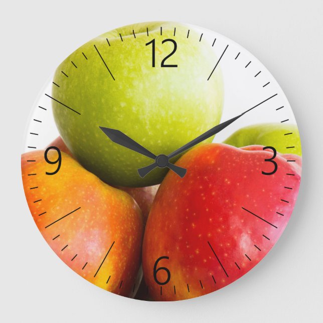 Äpfel Große Wanduhr (Vorderseite)