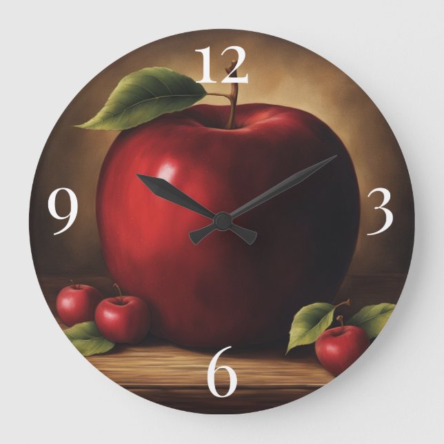 Äpfel Große Wanduhr (Vorderseite)