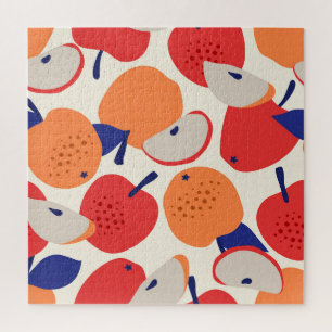 Äpfel Hand Gezeichnet: Trendy Vintag Nahtlos. Puzzle