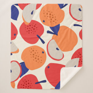 Äpfel Hand Gezeichnet: Trendy Vintag Nahtlos. Sherpadecke