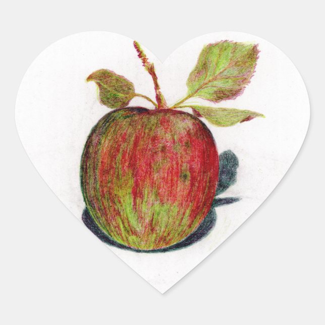 Apfel Herz-Aufkleber (Vorderseite)