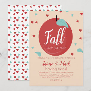 Apfel Herzen Konfetti Herbst-Baby-Party  Einladung