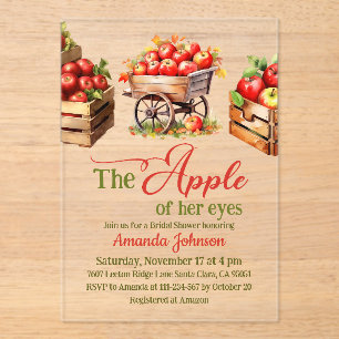 Apfel ihres Eye Fall Market Basket-Brautparty Acryleinladungen