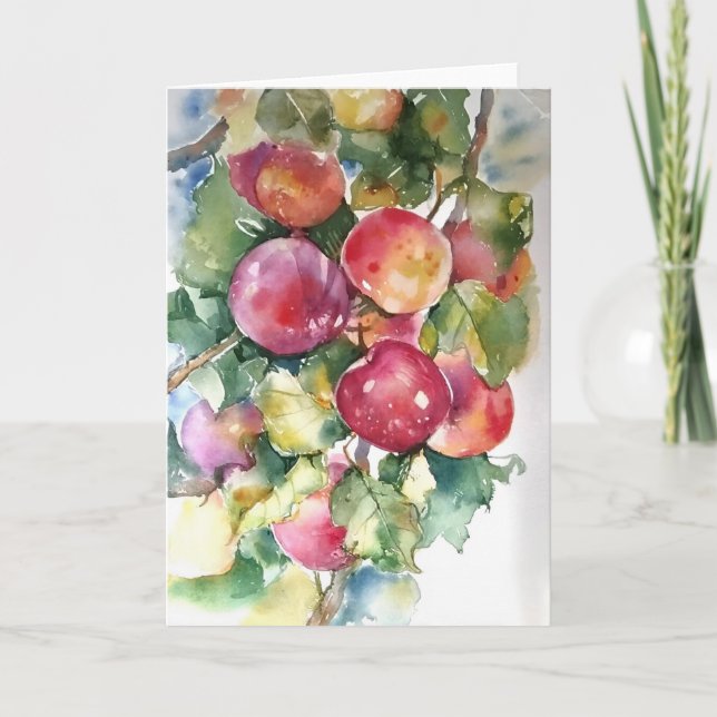 Äpfel in Aquarellen Karte (Vorderseite)