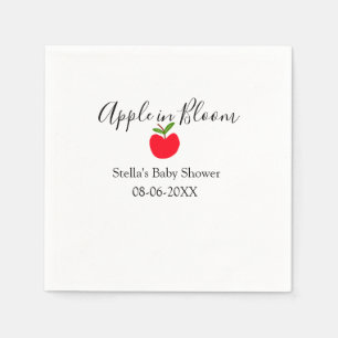 Apfel in Blüte Baby Shower roter Apfel Name Datum Serviette