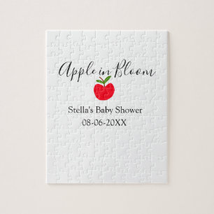 Apfel in Blüte Babyparty roter Apfel Name Datum Puzzle