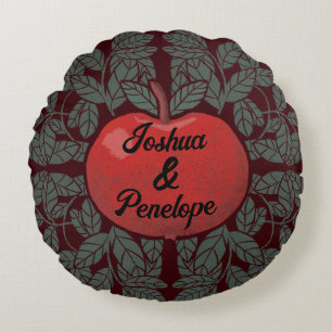 Apfel in einem Baum, personalisiert, Namen, rustik Rundes Kissen
