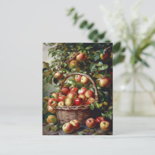 Äpfel in einem Korb Stillleben Malerei Postkarte