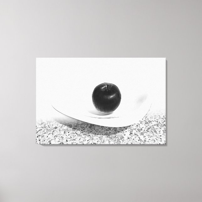 Apfel in Grautönen Leinwanddruck (Vorderseite)