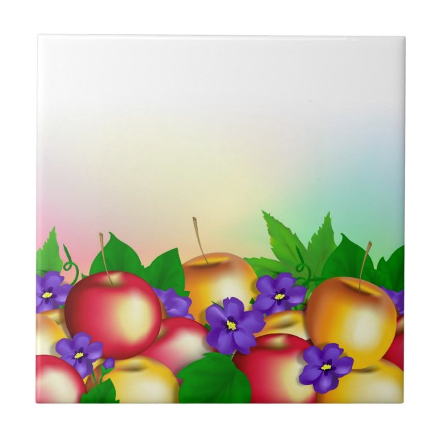 Äpfel in Vase Fliese (Vorderseite)
