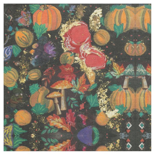 Apfel & Kürbisgewürz Herbst Stoff (Nahaufnahme)