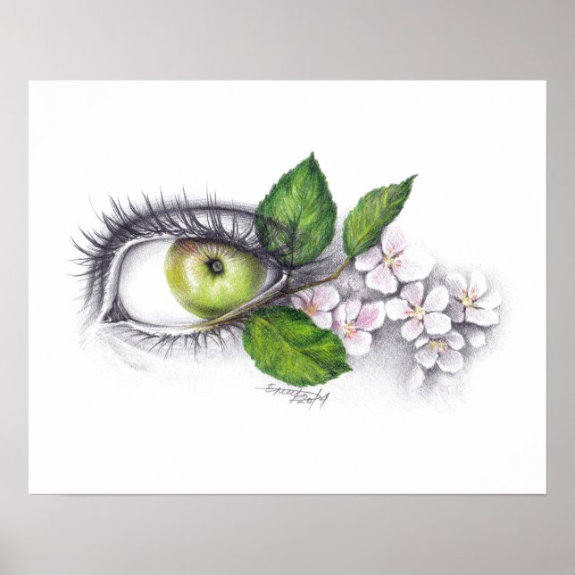 Apfel meiner Augen Surreal zeichnend Kunst Poster (Vorne)