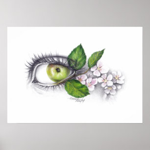 Apfel meiner Augen Surreal zeichnend Kunst Poster