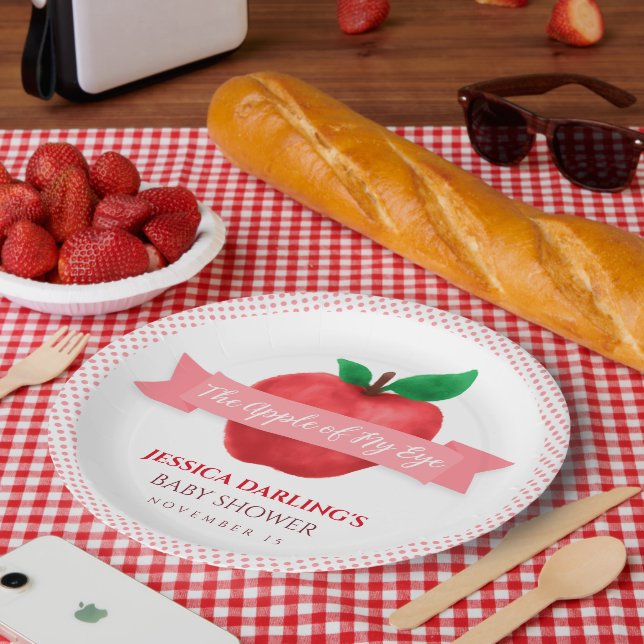 Apfel meines Augenfalles | Sommerliche Babydusche Pappteller (Picknick)